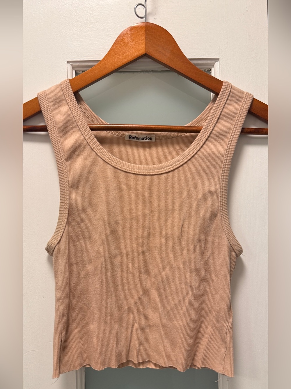 REFORMATION Ribbed Tank Top in Nude Blush